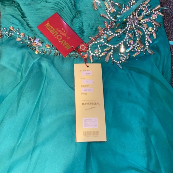 Sage Chiffon Strapless Gown & shawl dress - Picture 5 of 5